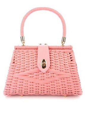 ⚠️MINOR FLAWS ⚠️ Pinup Couture Handbags Wicker Purse in Pink from Pinup Girl